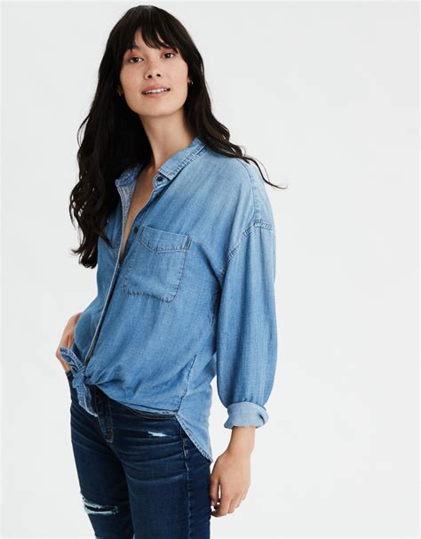 oversized denim button up shirt.